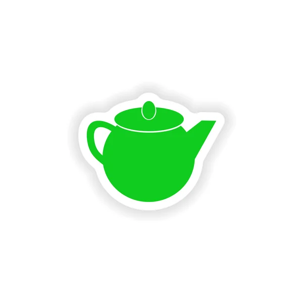 Ikona designu realistyczne naklejki na papier teapot — Wektor stockowy