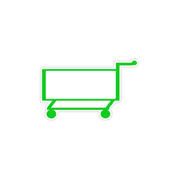 Pictogram sticker realistische ontwerp op papier trolley — Stockvector