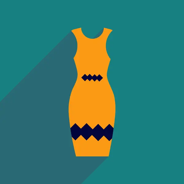 Uzun gölge zarif elbise ile düz simgesi — Stok Vektör