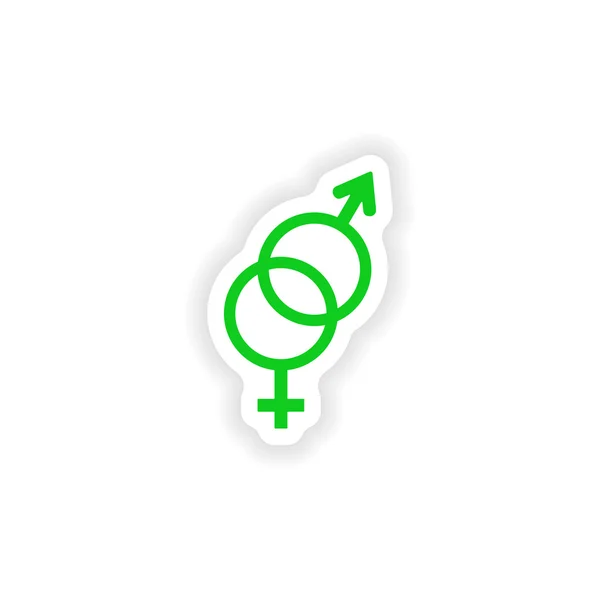 Icône autocollant conception réaliste sur l'égalité du papier des sexes — Image vectorielle