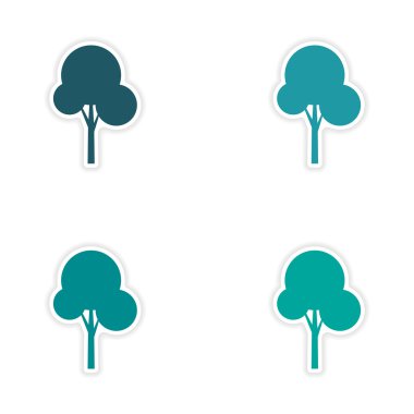 Kağıt ağaç simgesi üzerinde derleme gerçekçi etiket tasarımı