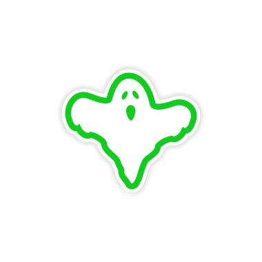 Kağıt hayalet simge etiketi gerçekçi tasarım