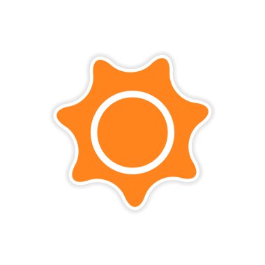 Kağıt güneş simgesi etiket gerçekçi tasarım