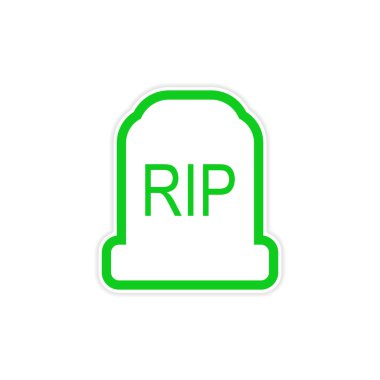 Beyaz bir arka plan üzerinde etiket parlak mezar taşı