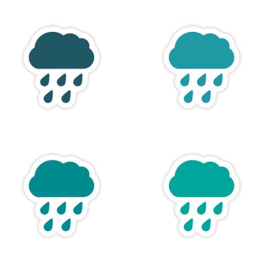 derleme gerçekçi etiket tasarım üzerinde kağıt yağmur bulutu