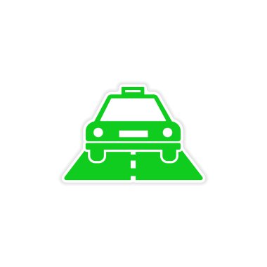 simgesi etiket gerçekçi tasarım kağıt taksi araba