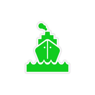 Kağıt deniz gemide simgesi etiket gerçekçi tasarım