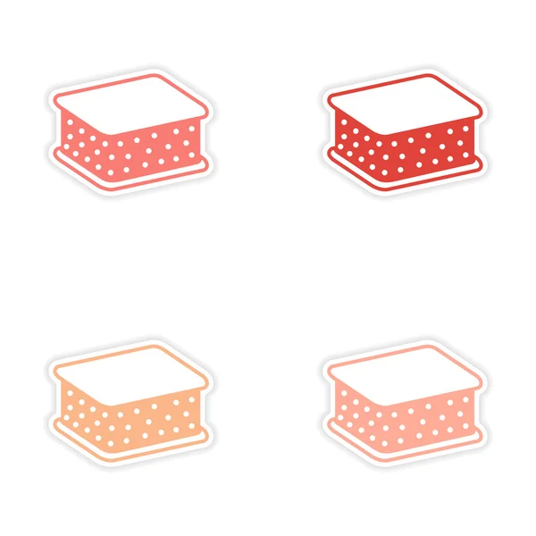 종이 아이스크림 쿠키에 어셈블리 현실적인 스티커 디자인 — 스톡 벡터