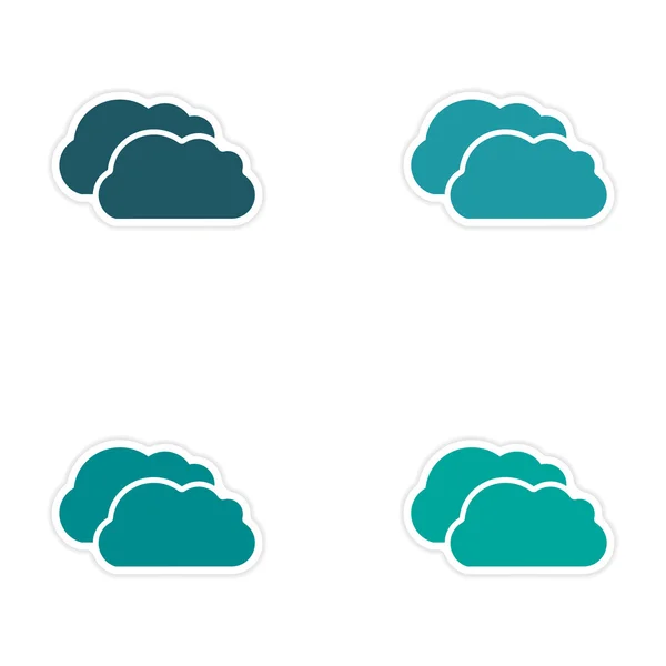 Vergadering realistische sticker ontwerp op papier wolken — Stockvector