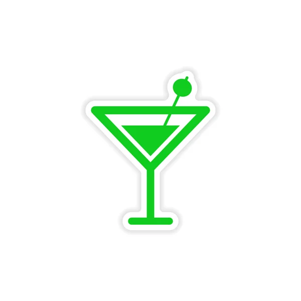 Pictogram sticker realistische ontwerp op papier cocktail olijven — Stockvector
