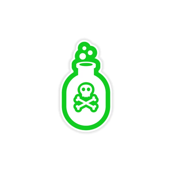 Icon sticker realistic design on paper poison bottle — Stock Vector