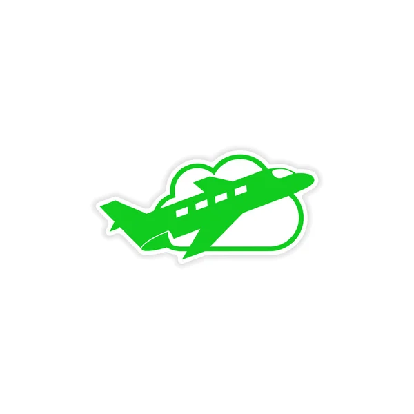 纸飞机飞行图标贴纸现实设计 — 图库矢量图片