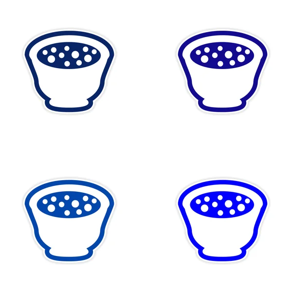 Сборка наклейка мисо суп тарелку на белом фоне — стоковый вектор