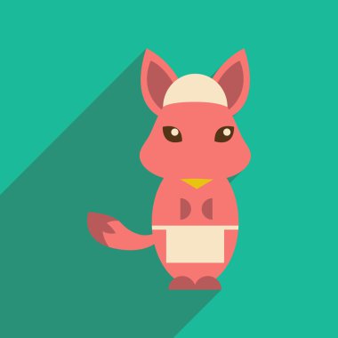 uzun gölge fox çizgi film ile düz simgesi