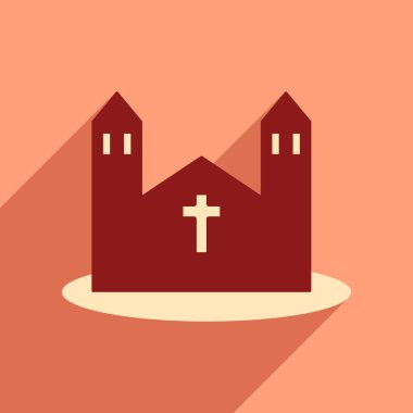 Uzun gölge kilise ile düz web simgesi