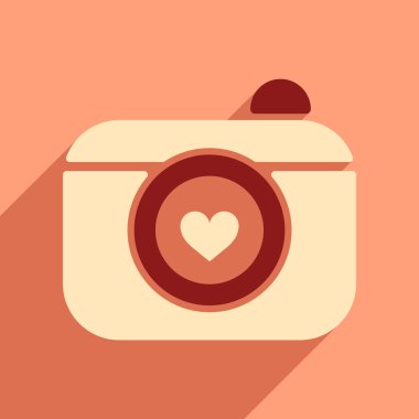 Uzun gölge kamera ile düz web simgesi