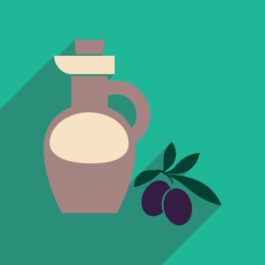 Uzun gölge zeytin yağı ile düz web simgesi