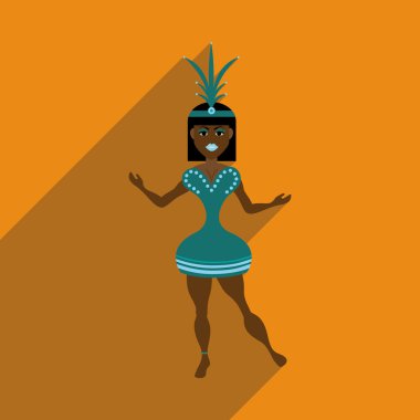 Uzun gölge Brezilyalı dansçı ile düz web simgesi
