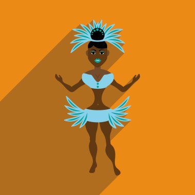 Uzun gölge Brezilyalı dansçı ile düz web simgesi