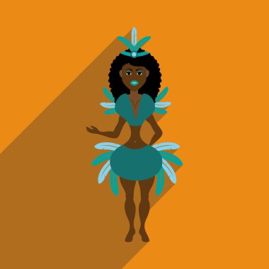 Uzun gölge Brezilyalı dansçı ile düz web simgesi