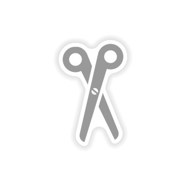 şık kağıt etiket üzerinde beyaz arka plan makas