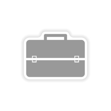 Beyaz arka plan iş bavul üzerinde şık kağıt etiket