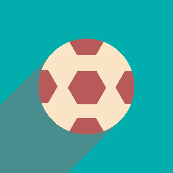 Icône plate avec longue ombre ballon de football — Image vectorielle