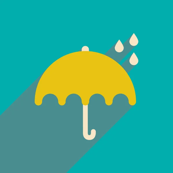 Flache Ikone mit langem Schatten Regenschirm — Stockvektor