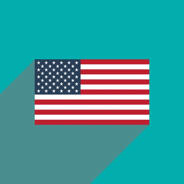 Płaskie ikona z długi cień amerykańską flagę — Wektor stockowy