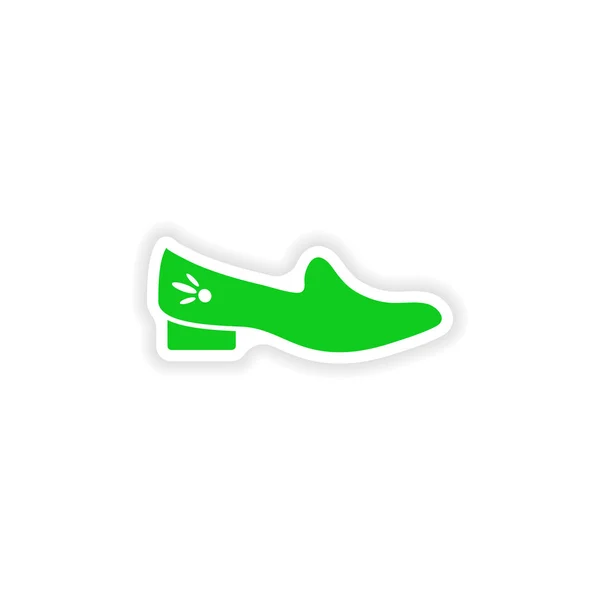 Stiker kertas bergaya pada sepatu latar belakang putih - Stok Vektor