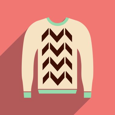 Uzun gölge erkek kazak ile düz simgesi