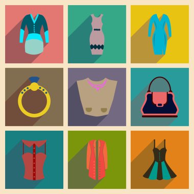 Uzun gölge giysileri ile düz simgeler kavramı