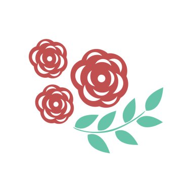 düz beyaz arka plan simgesine şube gül