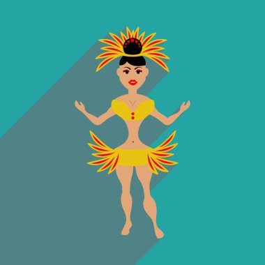 Uzun gölge Brezilyalı dansçı ile düz web simgesi