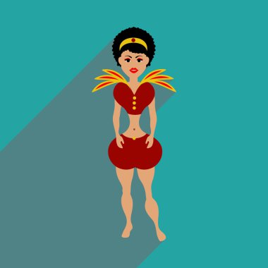 Uzun gölge Brezilyalı dansçı ile düz web simgesi