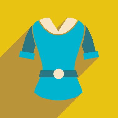 Uzun gölge Bayan bluz ile düz simgesi