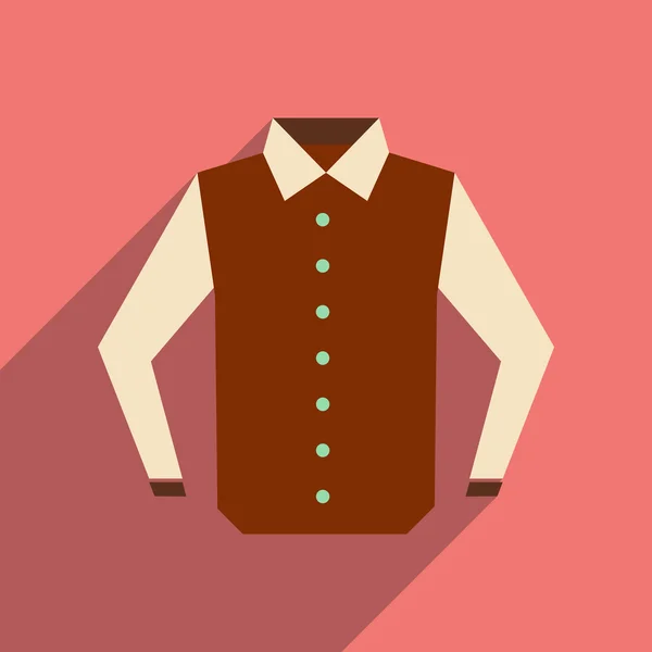 Icono plano con camisa de hombre de sombra larga — Vector de stock