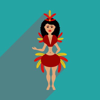 Uzun gölge Brezilyalı dansçı ile düz web simgesi