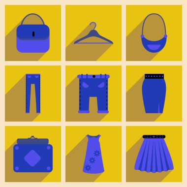 Uzun gölge giysileri ile düz simgeler kavramı