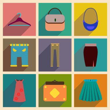 Uzun gölge giysileri ile düz simgeler kavramı