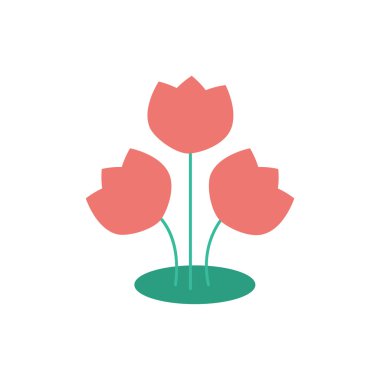 düz beyaz arka plan buket çiçek simgesine