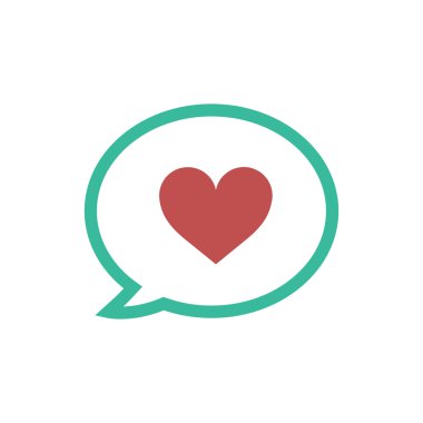 düz beyaz arka plan düşünme bulut kalp simgesine