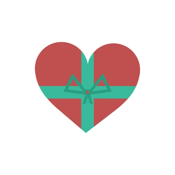 Flache Symbol auf weißem Hintergrund Herz Geschenkbox — Stockvektor
