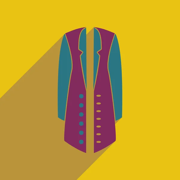 Uzun gölge kadın ceket düz simgesi — Stok Vektör