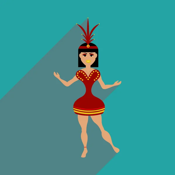 Icono web plano con sombra larga Bailarina brasileña — Vector de stock