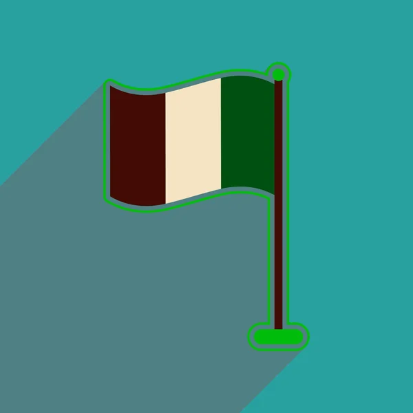 Platt spindelväv ikonen med långa skugga flagg — Stock vektor