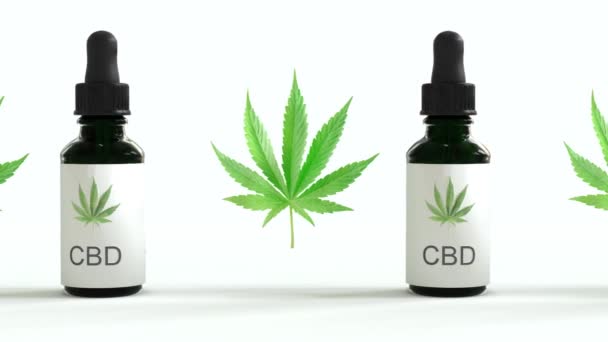 Seamless Loop Dari Banyak Botol Minyak Cbd Dengan Ganja Atau — Stok Video