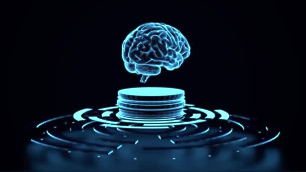 Koncepcja 3Fps Brain Sztuczna Inteligencja 360 Obrotów Futurystyczny Hologram Mózgu — Wideo stockowe