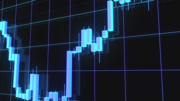 Stock Market Chart Forex Trade Chart Blue Glowing Neon Англійською — стокове відео