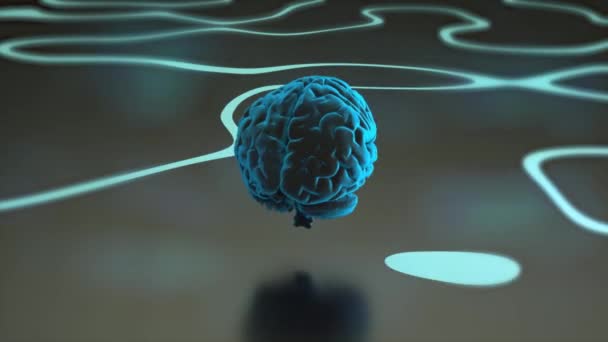 3Fps Brain Concept 人工知能が必要よ 360回転 脳の未来的なホログラムが黒い背景と輝く青色で — ストック動画